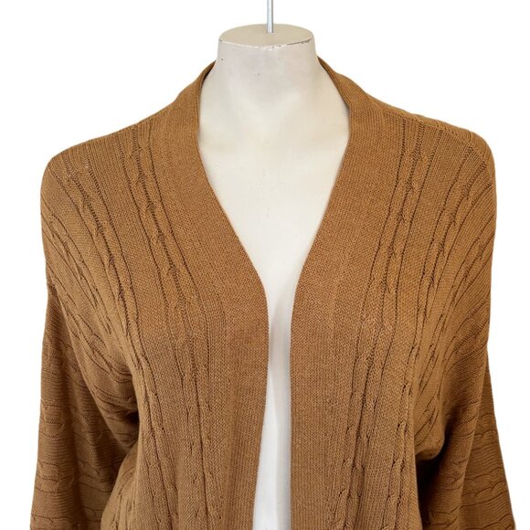 J.JILL Open Front Cable Knit Kimono Cardigan in Butterscotch Brown SZ XL - Picture 3 of 12
